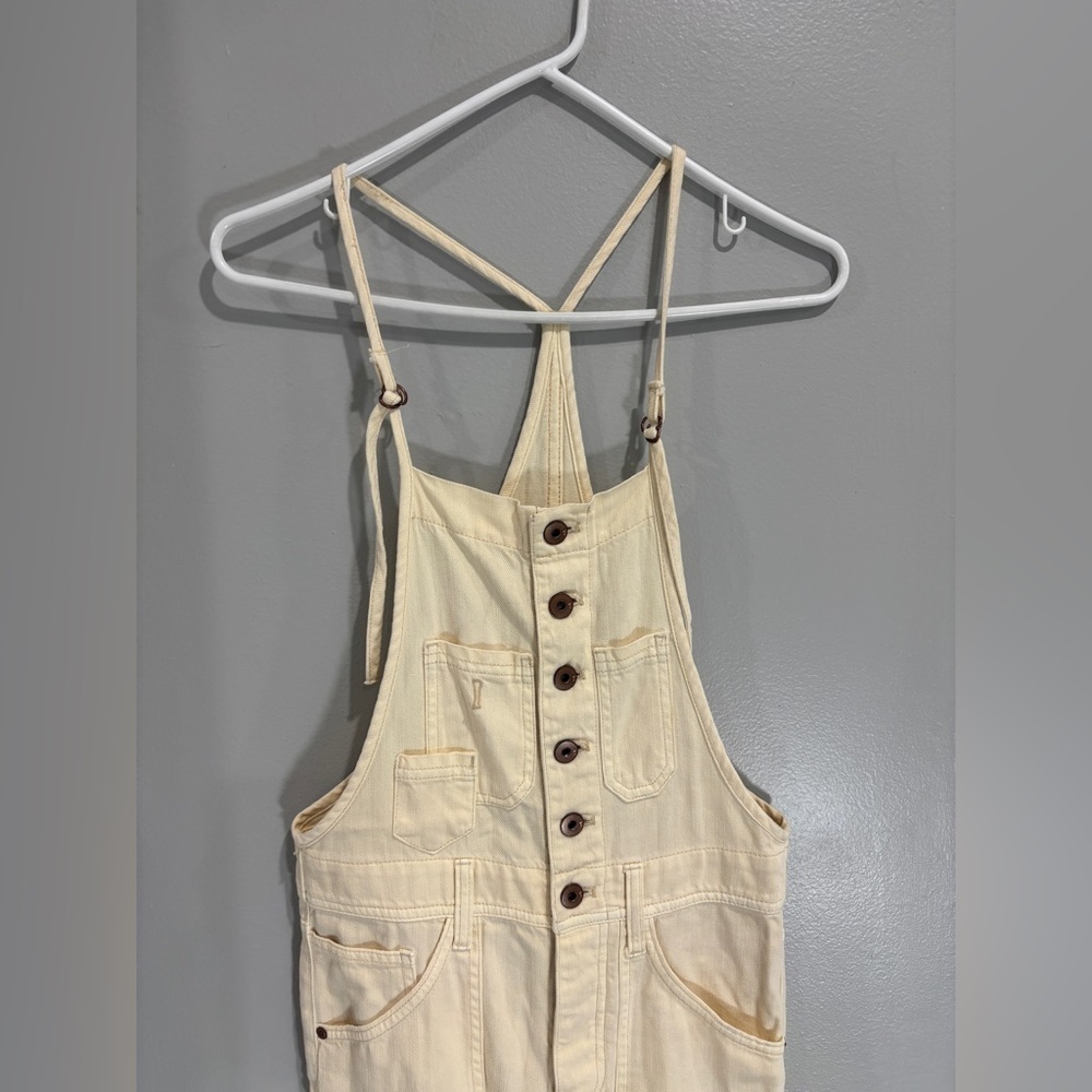 Anthropologie Pilcro Denim Overalls Cream size 25 adjustable straps - Picture 2 of 8